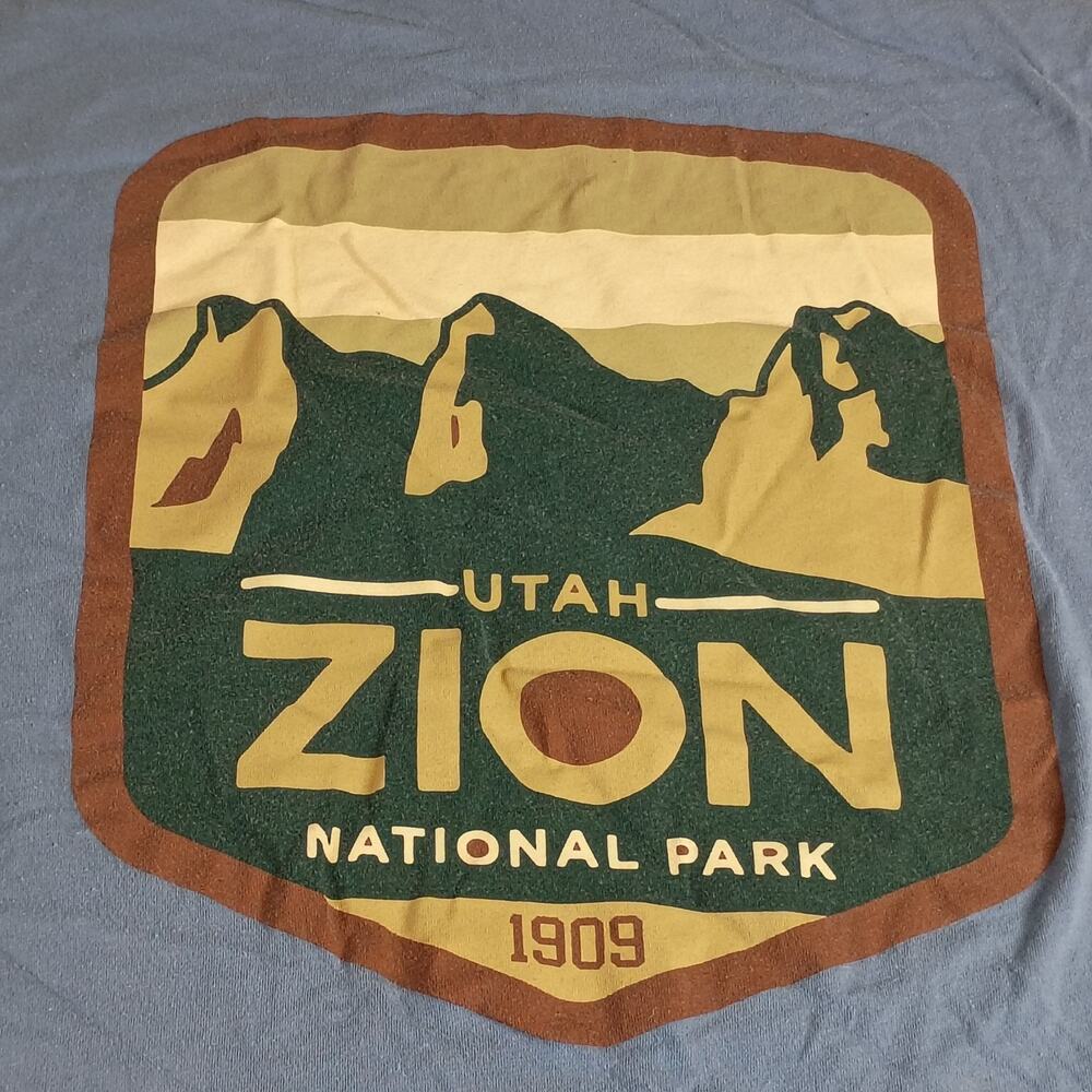 General Standard Zion National Park Utah T-Shirt Mens 2XL Blue Made In USA